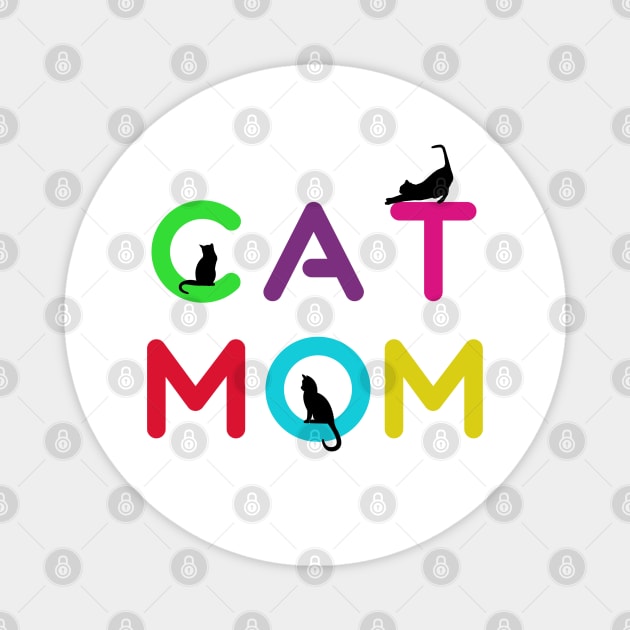 Funny Cat Mom Rainbow Graphic Design Magnet by AdrianaHolmesArt